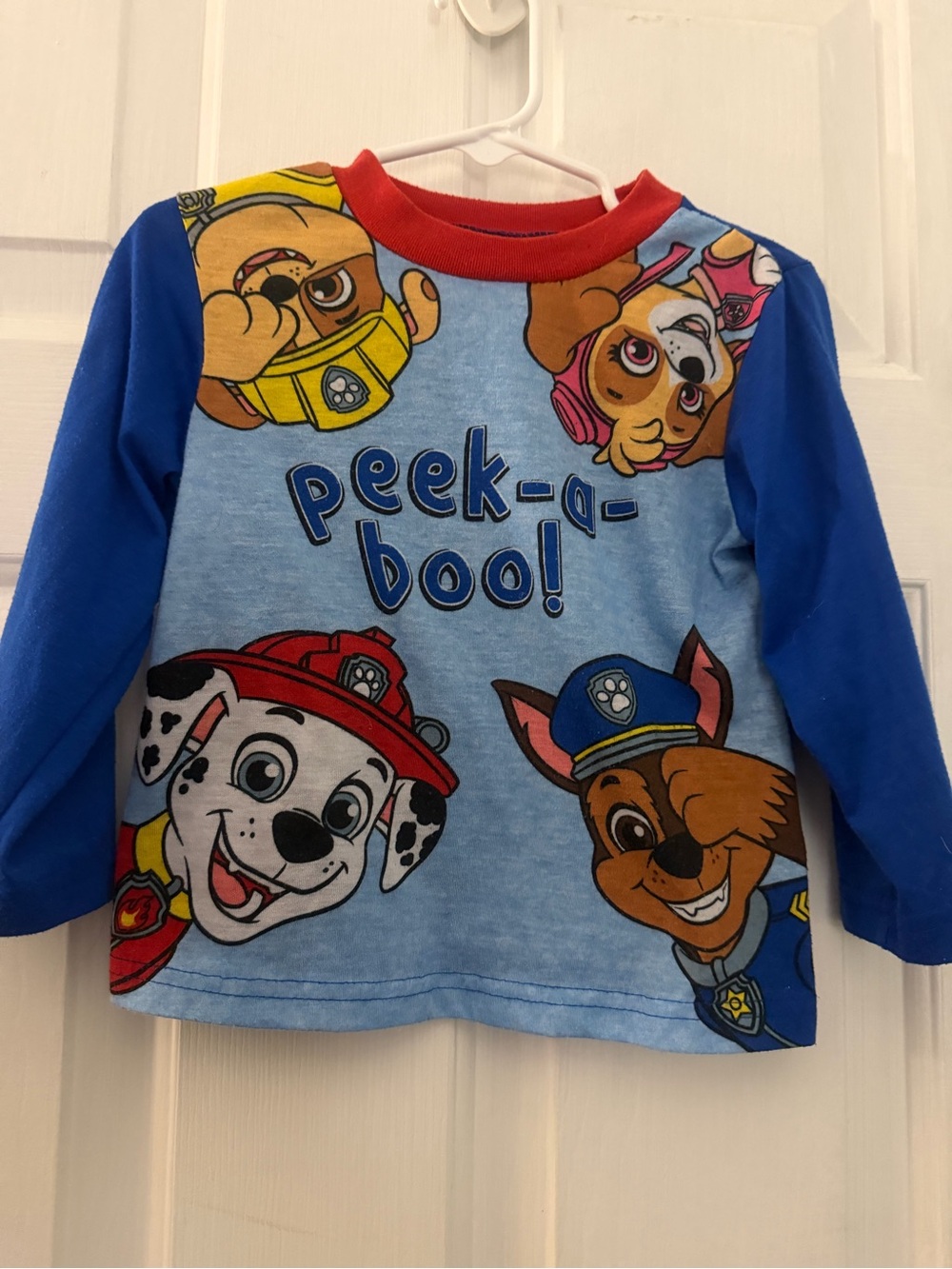 Paw Patrol Boys 3T Long Sleeve Pajama Top Blue Peek A Boo